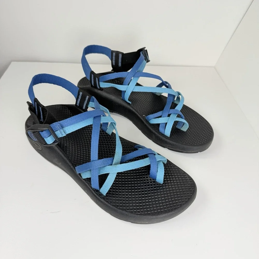 Chaco ZX2 Womens 10 Blue Double Strap Toe Loop Vibram Sandals